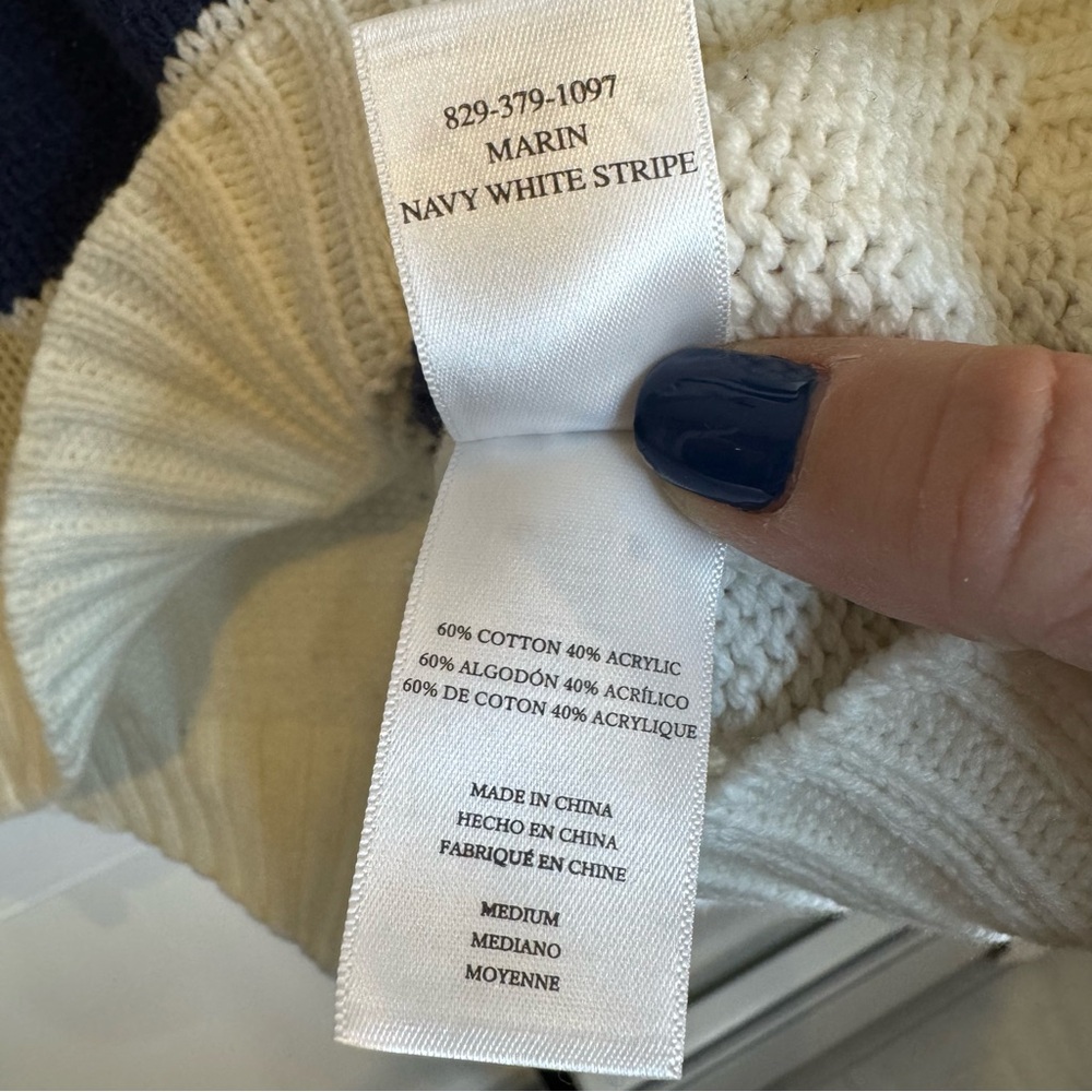 Rails Marin Navy White Stripe Cotton Knit Sweater NWT Medium - Picture 7 of 11